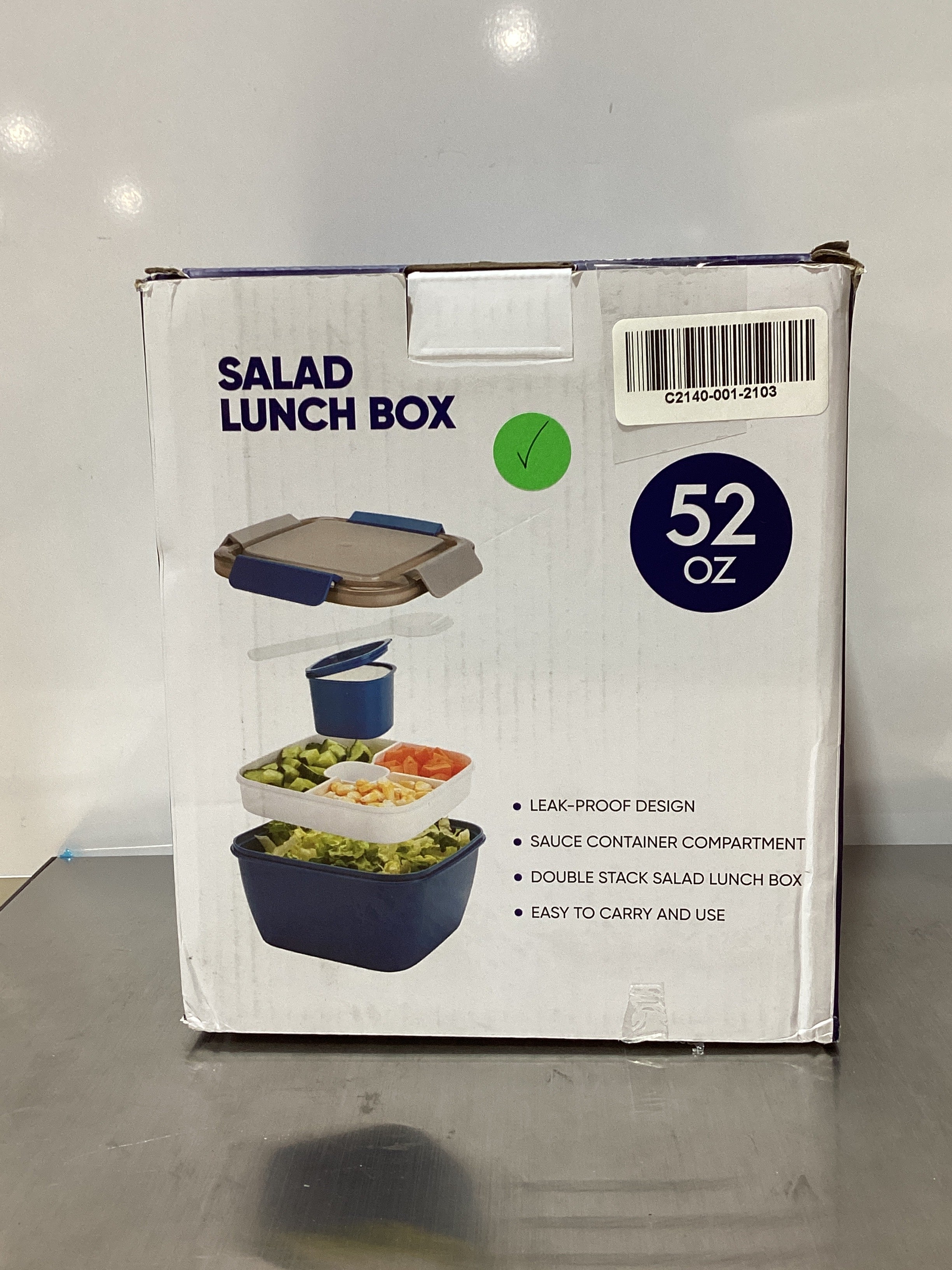 Contenedores de Ensalada Freshmage | Pack 2 | 52oz, 3 Compartimentos, Recipiente para Aderezo | Rosa y Verde