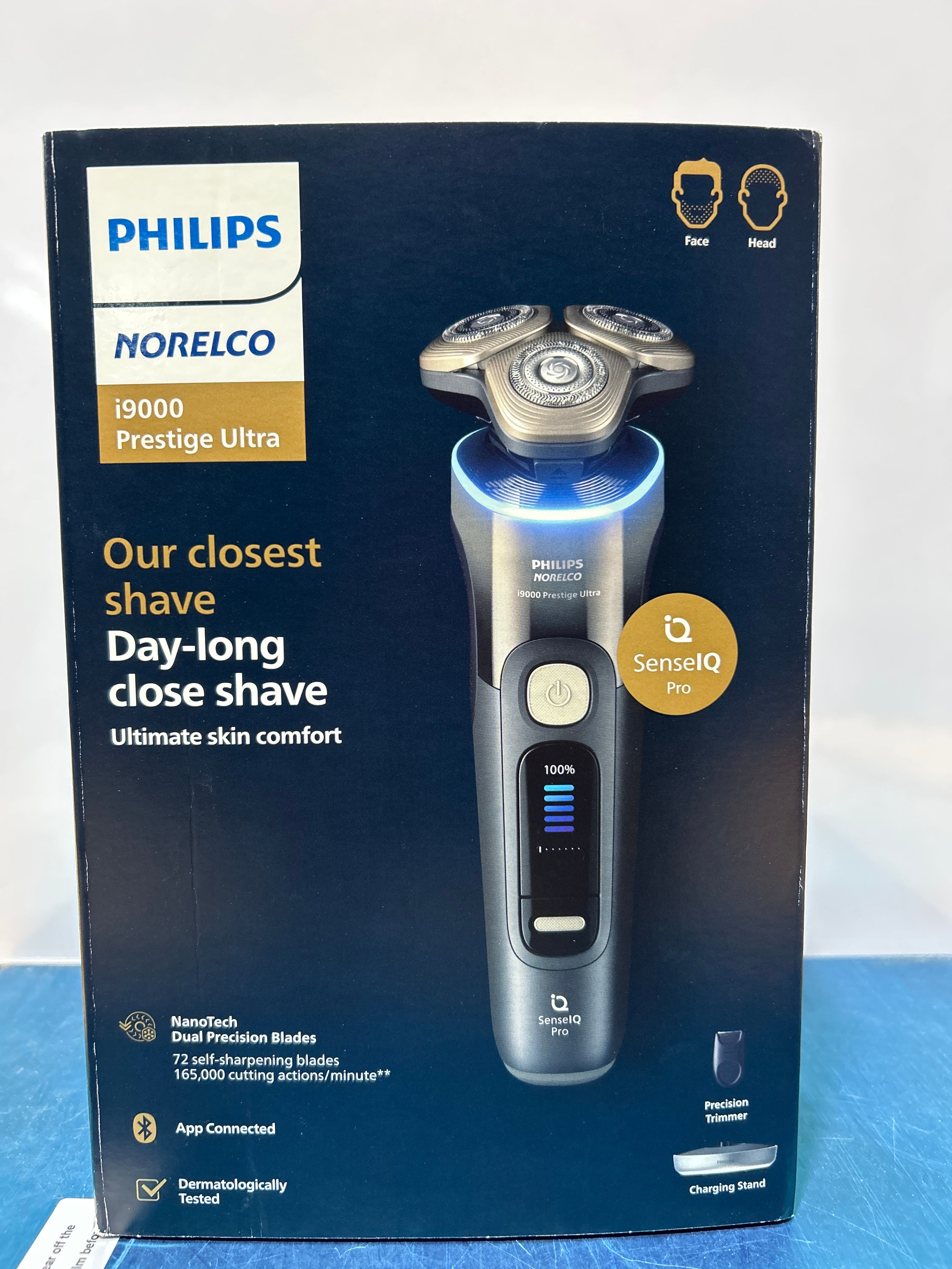 Philips Norelco Shaver i9000 Prestige Ultra, Wet & Dry Electric Shaver, Black Gradient, SenseIQ Pro Technology, Triple Lift & Cut System, 360 Rotating NanoTech Precision Blades, 5 Modes, XP9405/84