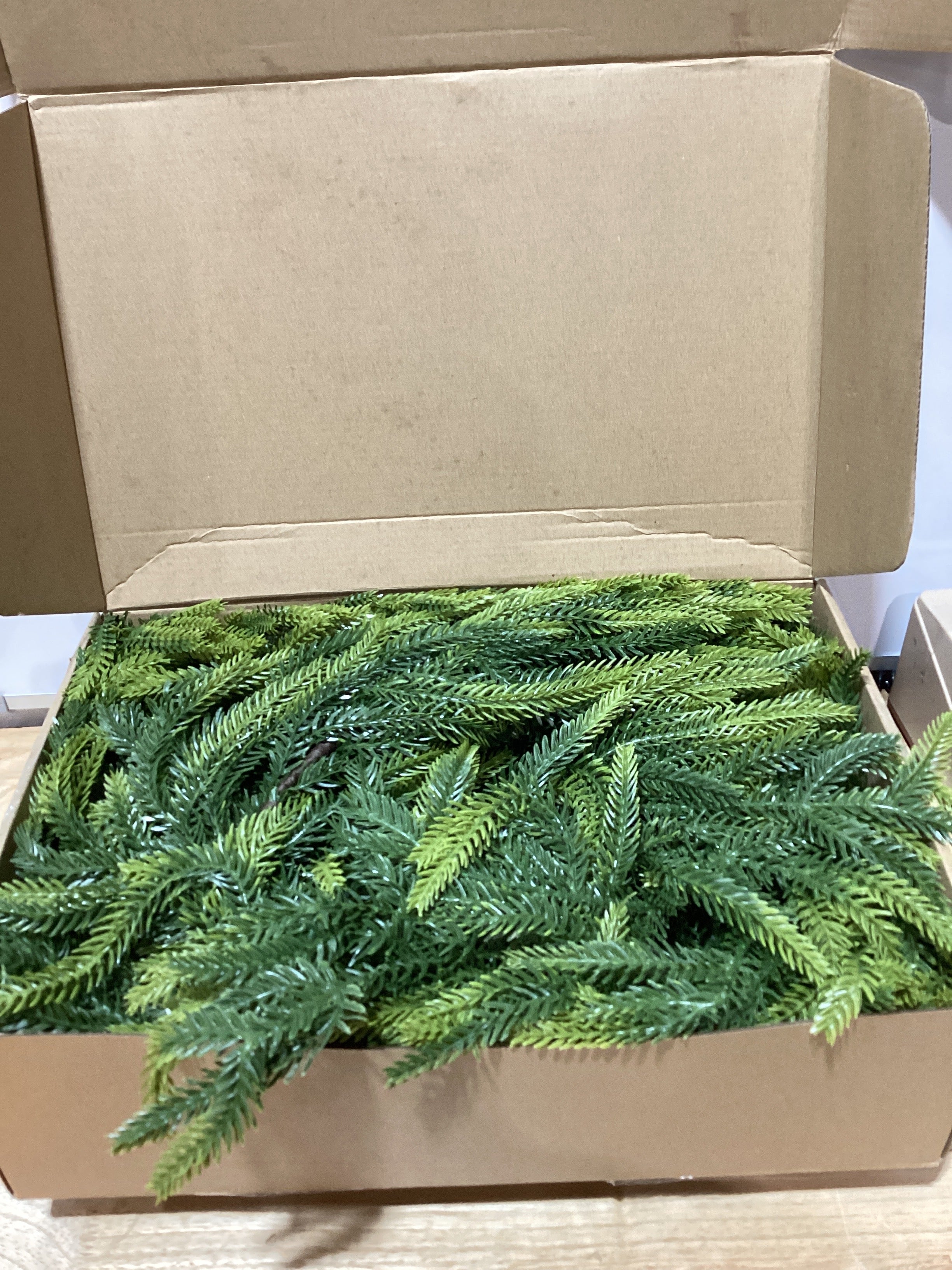 Christmas Decorations - 2pcs Christmas Garlands - 12ft(2 * 6ft) Norfolk Pine Garland Artificial Greenery Xmas Holiday Decor for Indoor Home Fireplace Mantle Table Stairs Railing Porch Door Farmhouse