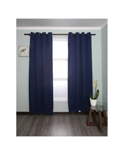 USADO Juego de 2 cortinas de poliester negras opacas.