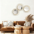 Set de 3 Espejos Circulares Dorados Cityelf | Tamaños Surtidos con Marco de Hierro | Arte de Pared Redondo para Sala, Recámara, Baño y Recibidor