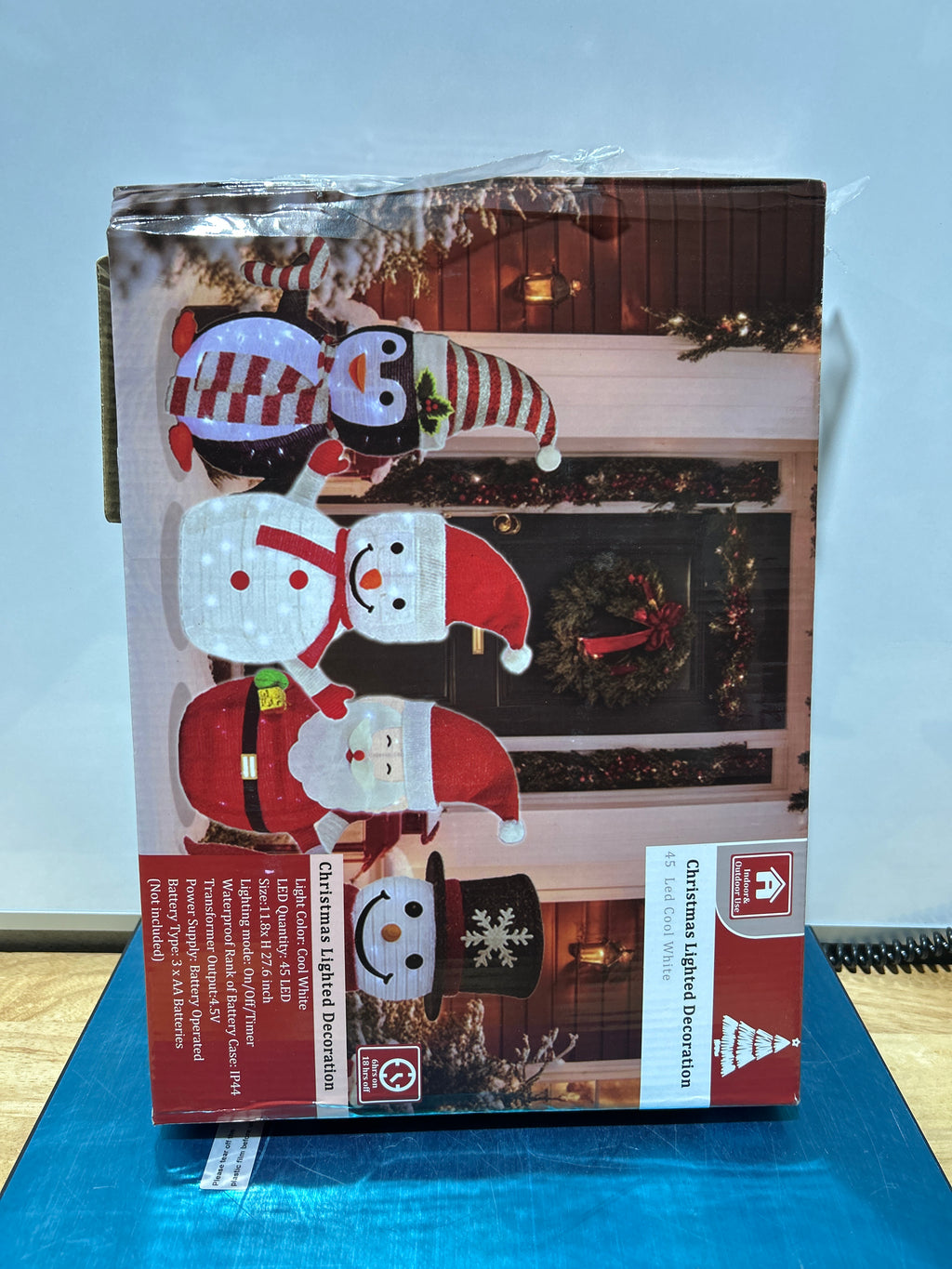 Adorno navideño de pingüino iluminado de pie. Decoraciones navideñas iluminadas a pilas para porches, jardines, patios, interiores y exteriores. 