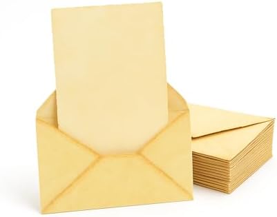Sobres vintage para cartas con papel de acuarela, paquete de 24 tarjetas de acuarela con sobres, papel de algodón hecho a mano, reciclado, antiguo, de 150 g/m², grueso, para escritores, invitaciones y anuncios.