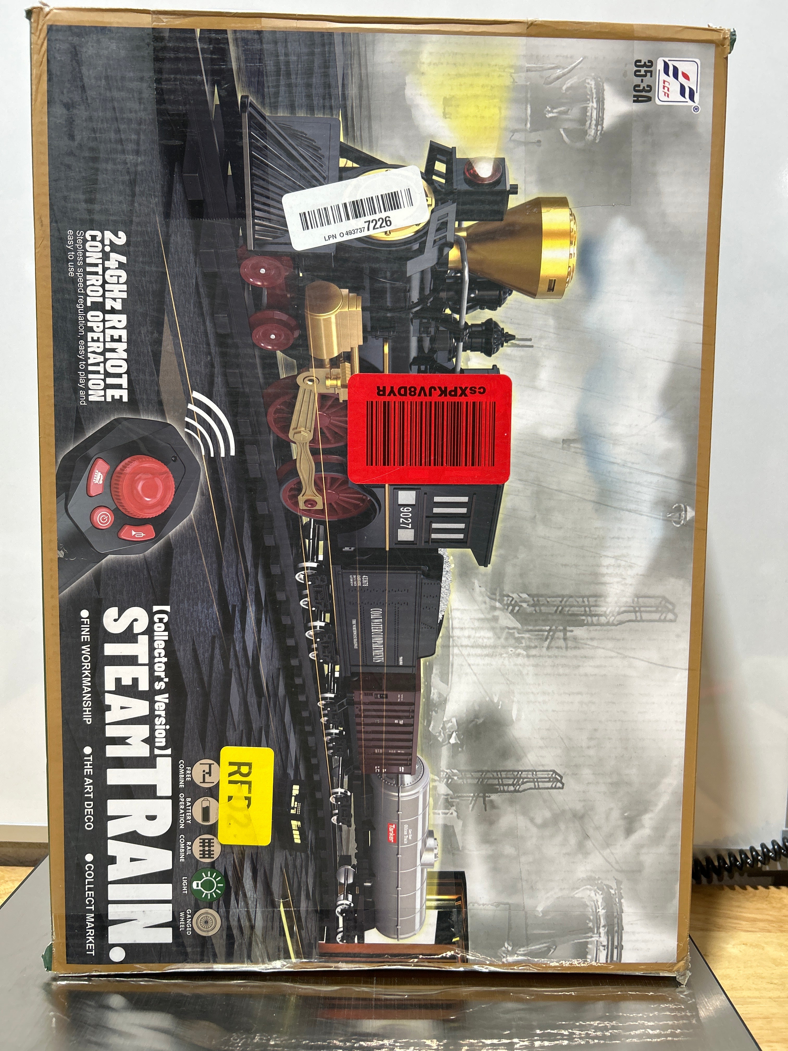 Train Set for Kids Remote Control Train Toys w/Steam Locomotive, Fuel Tank Car & Luxury Tracks, Electric Trains w/Realistic Smoke,Sounds & Lights, Christmas Birthday Gift for Boys Girls 3 4 5 6 7+