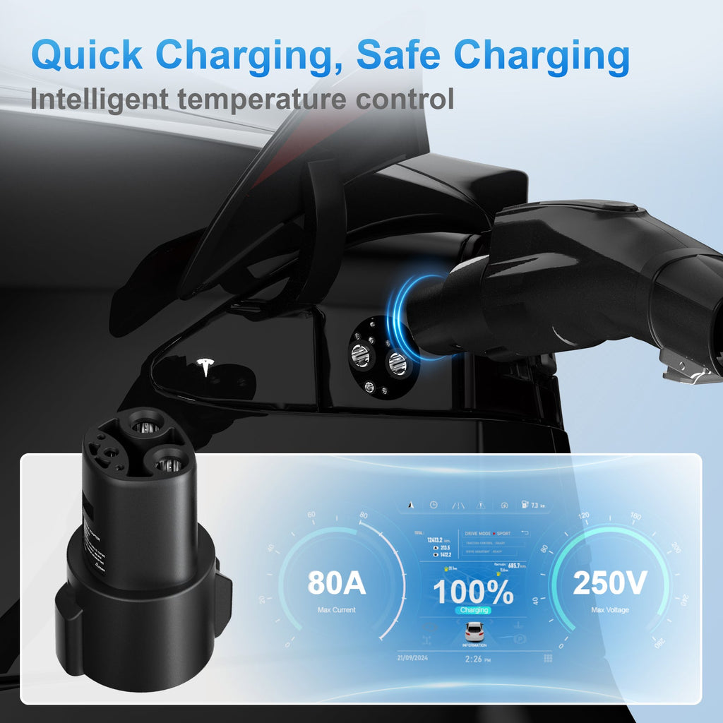 Adaptador J1772 a Tesla – 80A 280V – Carga rápida para Model 3/Y/X/S