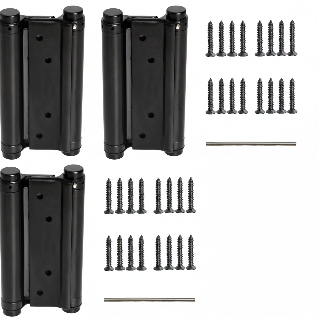 Bisagras de Resorte Doble Acción 6" Autocerrantes de Acero Inoxidable – Para Puertas Vaivén Tipo Saloon, Café y Bar, Incluye Pines y Tornillos
