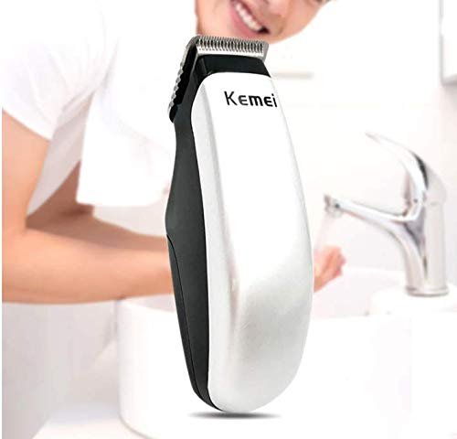 Kemei KM-666 – Pack 2 Mini Recortadoras de Barba Eléctricas a Batería | Plateada y Negra ⚠️ Son 2 unidades