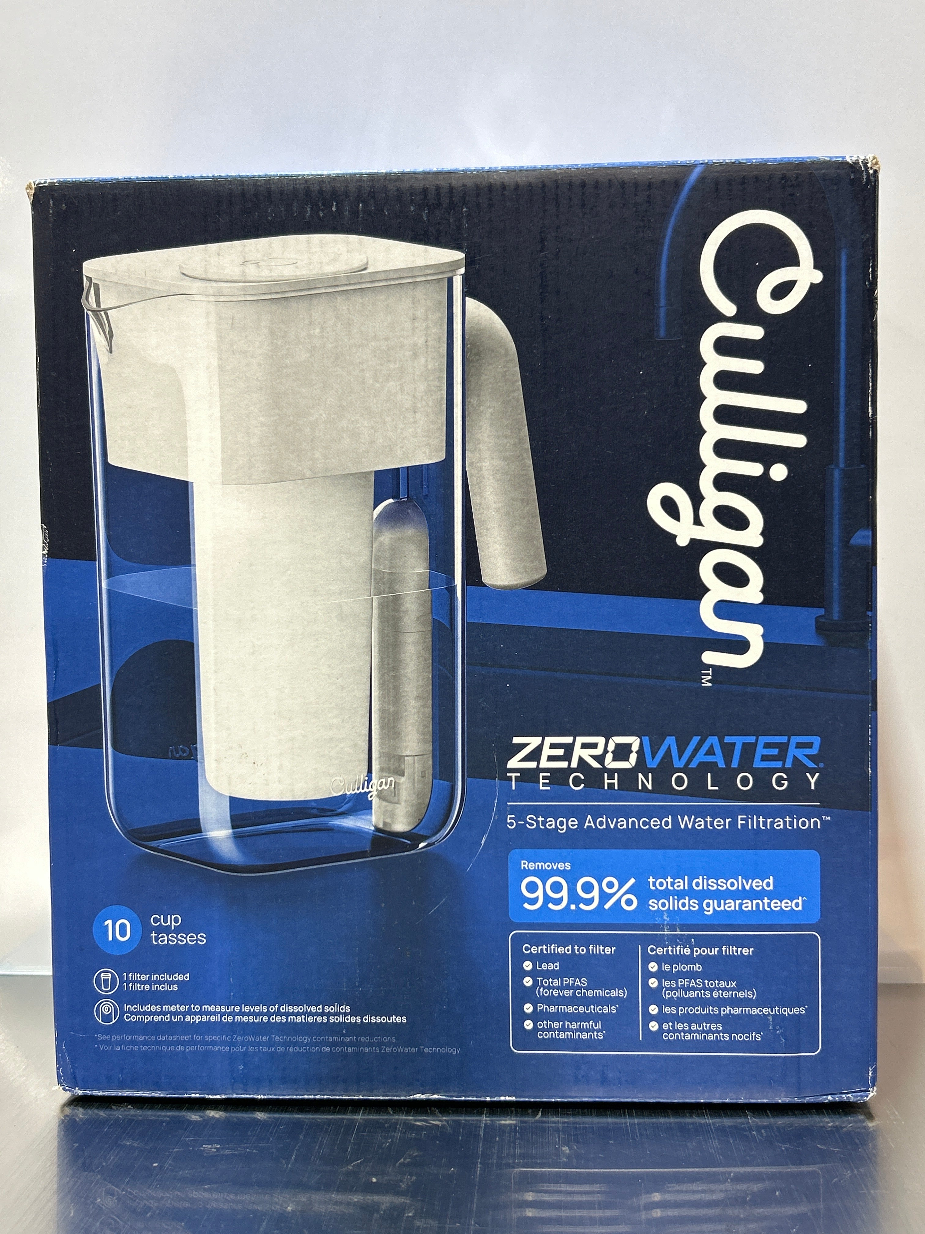 Jarra Filtradora de Agua Culligan ZeroWater 10 Tazas – Filtración 5 Etapas, Certificada IAPMO, Medidor TDS