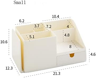 Organizador de oficina de escritorio, soporte para bolígrafo, artículos de escritorio, artículos de papelería, insignia, suministros escolares de oficina (color beige, tamaño: 8.4 x 4.8 x 4.2 in)