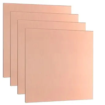 Adrattnay Pack x4 Láminas de Cobre Puro 99.9% | 8"x8" Calibre 24 | Bisutería, Soldadura y Proyectos