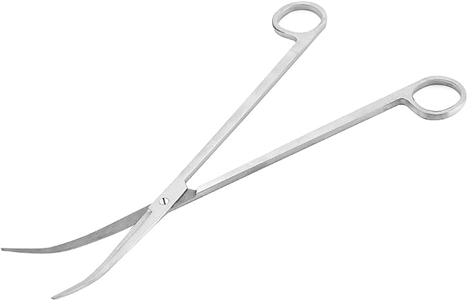 Tijeras largas y curvas de acero inoxidable para acuarios