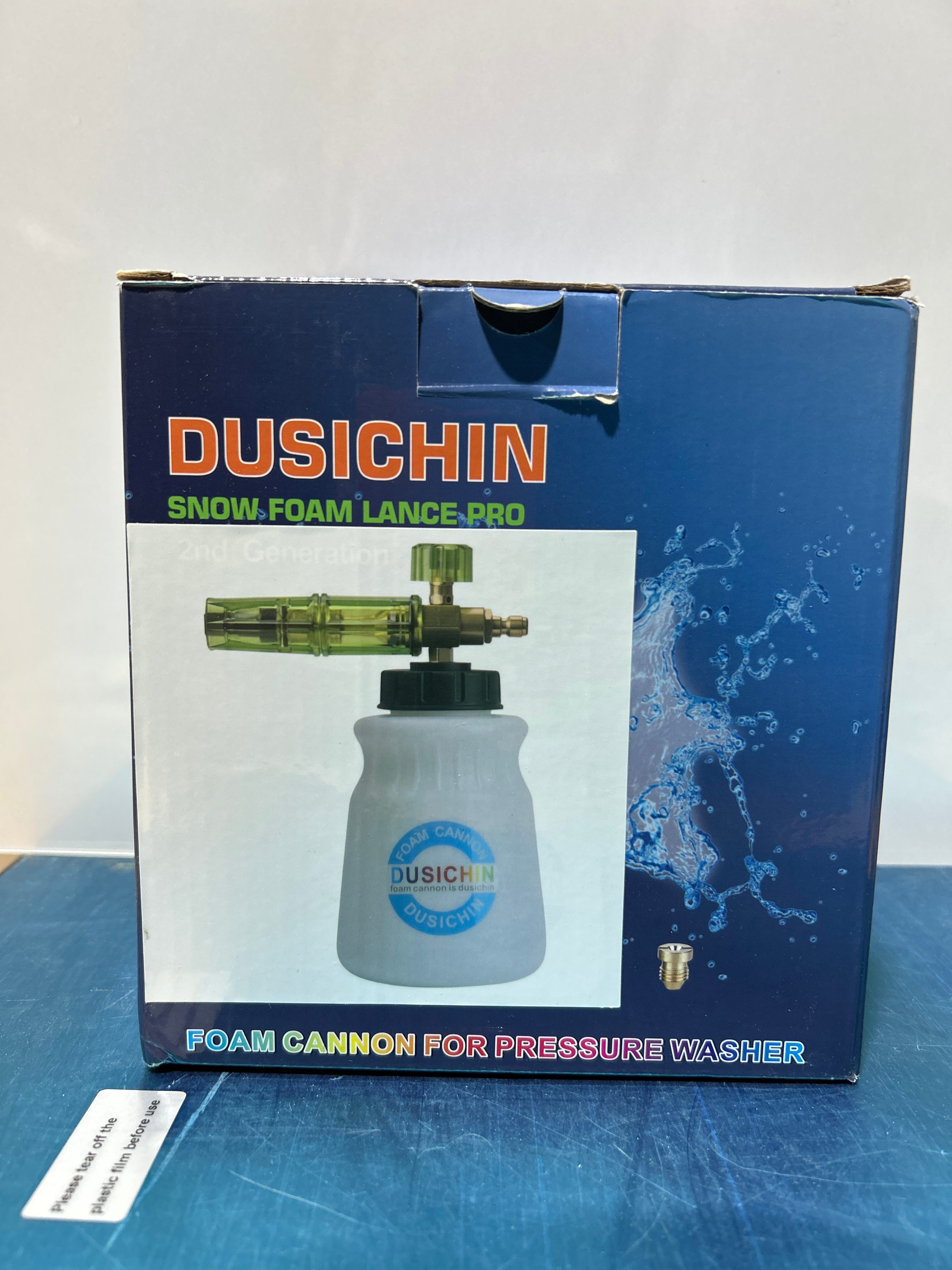 DUSICHIN DUS-007 - Lanza de espuma para nieve, cañón de espuma, chorro ajustable, conexión de liberación rápida de 1/4", 5 boquillas para hidrolavadora, color negro 