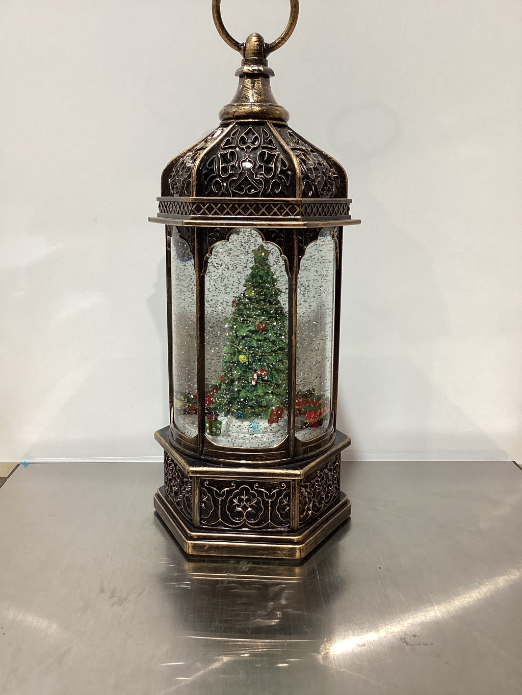 Bolas de nieve grandes, linterna navideña, tren a pilas con luces y sonidos, temporizador de 6 horas, decoración navideña para árbol de Navidad. 