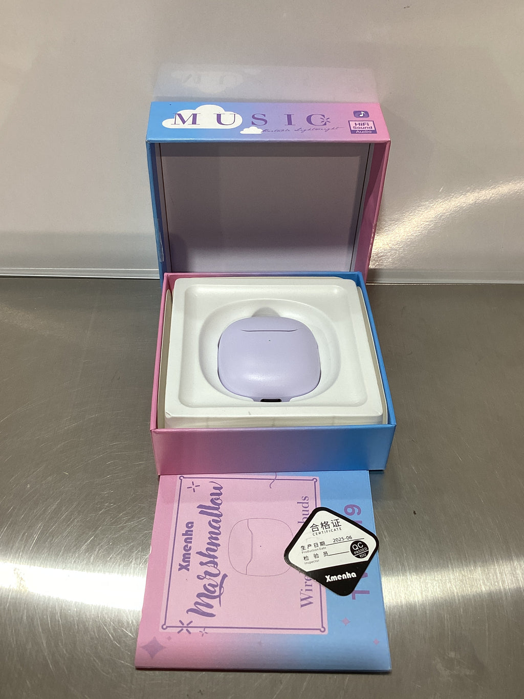 True Wireless Earbuds Purple Bluetooth 5.3 with Microphone for Working Out Noise Canceling Blue Tooth Ear Buds Deep Bass TWS Wireless Earphones with Charging Case in Ear Headphone for iPhone Android