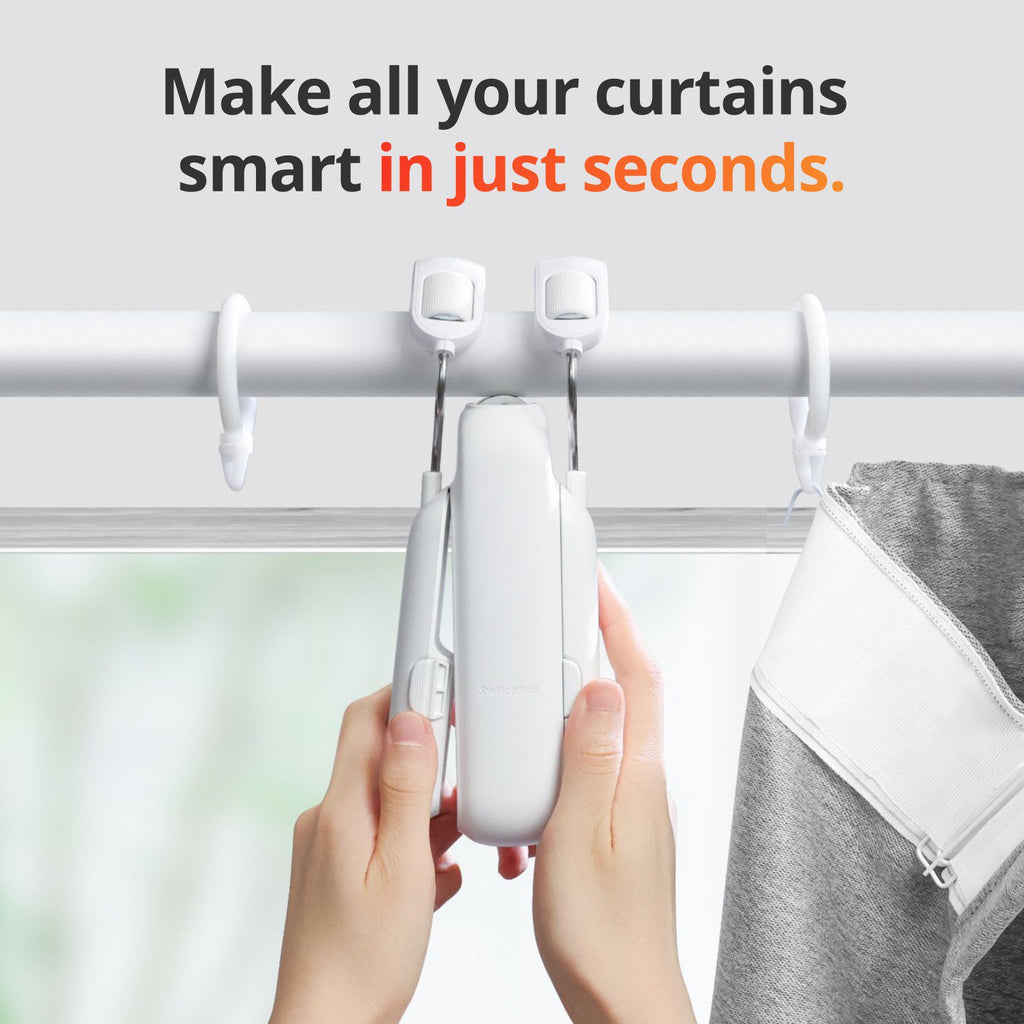 SwitchBot Curtain Rod 3 y Hub Mini, Abridor de Cortinas Inteligente y Puerta de Conexión Wi-Fi Inteligente, Retrofit y Motorización de Cortinas Existentes, Blanco