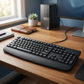Teclado LPK577 con cable USB, teclado numérico y reposamuñecas