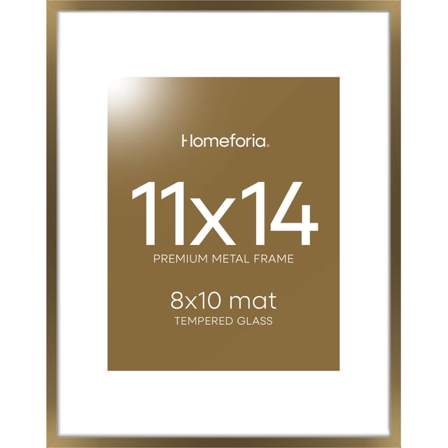 Marco de Fotos Homeforia Bronze 11x14 Pulgadas – Con Tapete 8x10, Vidrio Templado y Gancho para Colgar