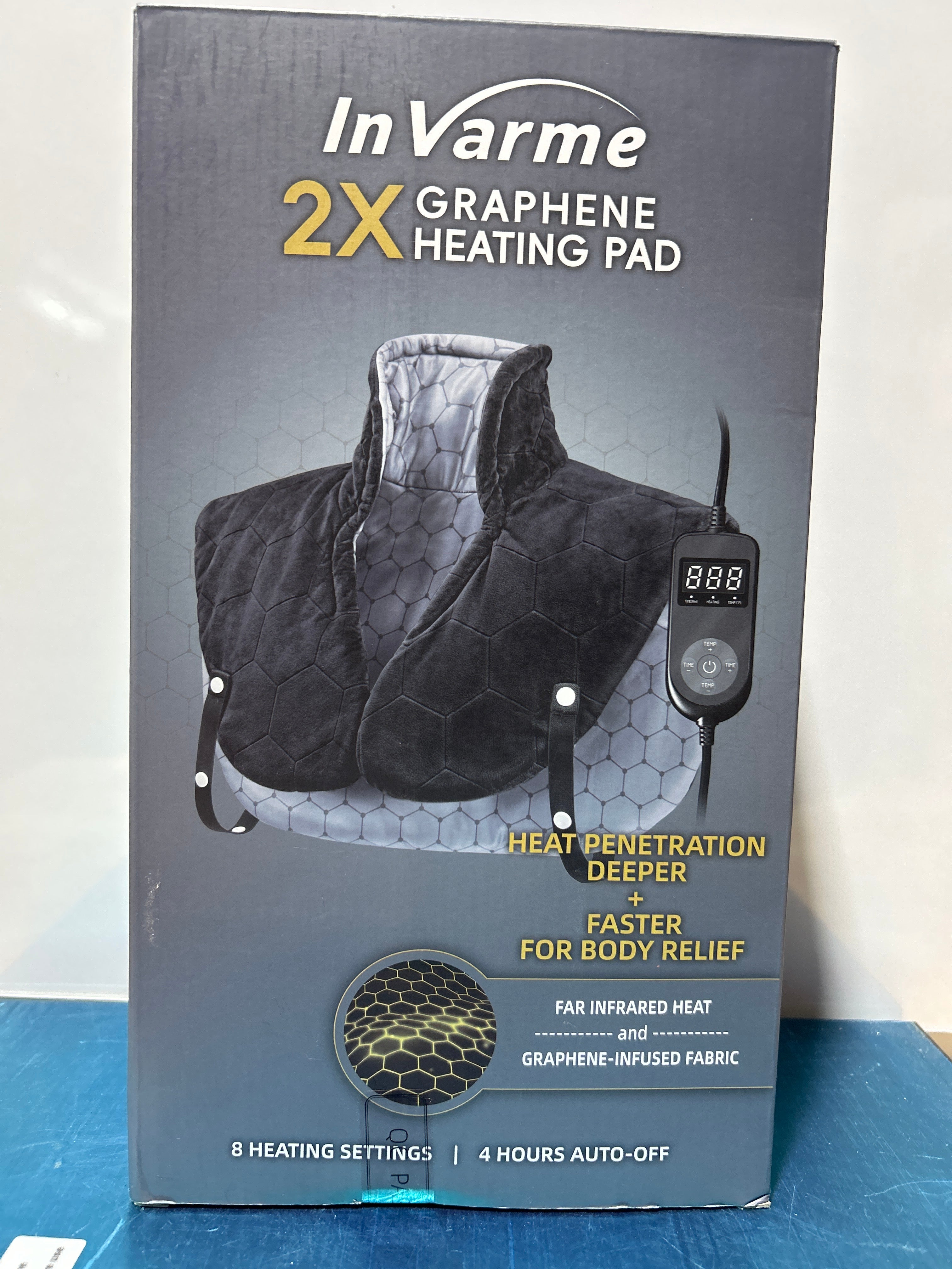 Far Infrared Heating Pad for Neck and Shoulders â€“ 2X Carbon Fiber 6X Deeper Heat for Fast Relief from Chronic Pain in Seniors â€“ 8 Heat Levels, 4H Auto Shut Off, Ideal for Winter (Black)