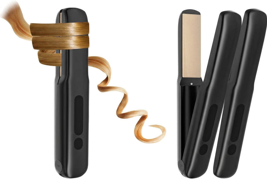 Plancha plana portátil inalámbrica para viajes (negro azabache)