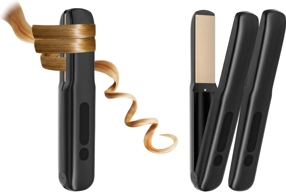 Plancha plana portátil inalámbrica para viajes (negro azabache)