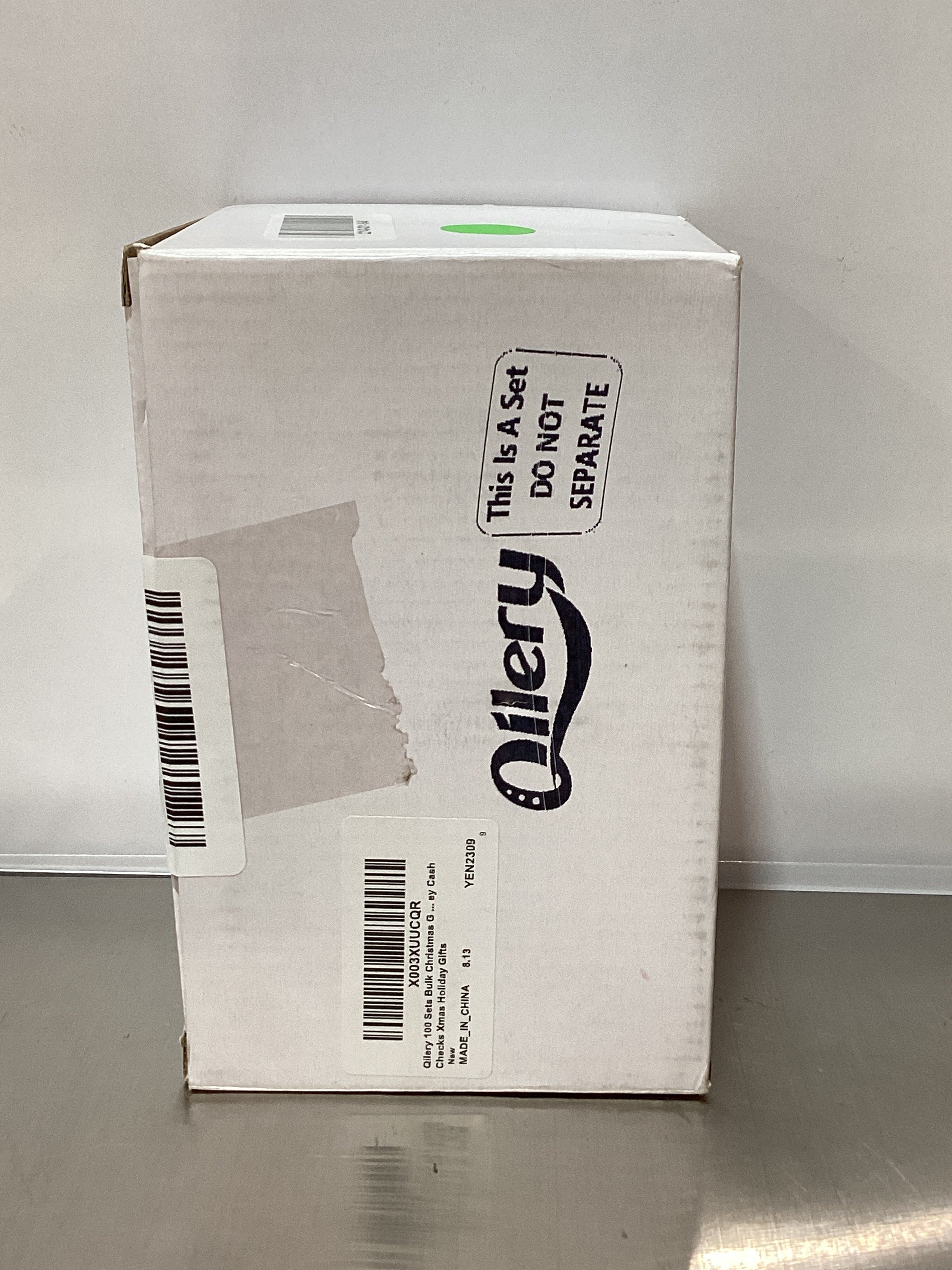 Qilery - Juego de 100 tarjeteros navideños con fundas de regalo, fundas de Papá Noel y tarjetas extraíbles de Feliz Navidad para dinero, cheques y regalos navideños. 