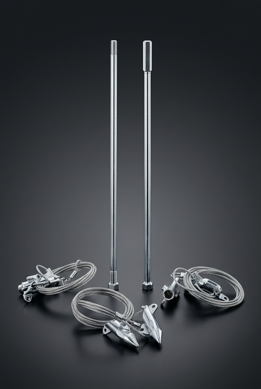 Juego de 2 anclas para embarcación con cables metálicos