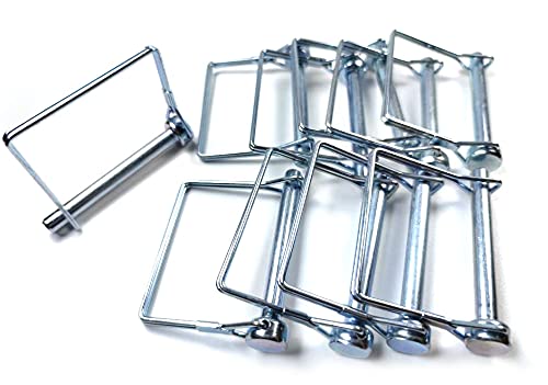 USADO Pasadores de Seguridad con Alambre 10 Piezas | 3/8 Pulgada (9.21mm) Servicio Pesado | Pin de Bloqueo para Remolques, Vagones y Jardin (Cuadrado, Plata)