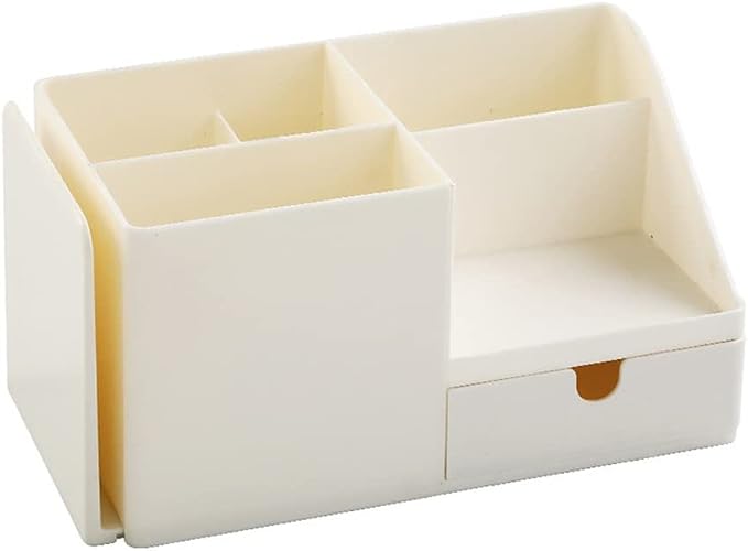 Organizador de oficina de escritorio, soporte para bolígrafo, artículos de escritorio, artículos de papelería, insignia, suministros escolares de oficina (color beige, tamaño: 8.4 x 4.8 x 4.2 in)