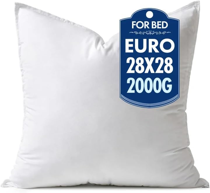 MIULEE Relleno de almohada de plumón alternativo de 28x28 pulgadas, almohada decorativa europea de 28 x 28 pulgadas, almohada corporal ultrasuave y mullida para cama, sofá o sillón.