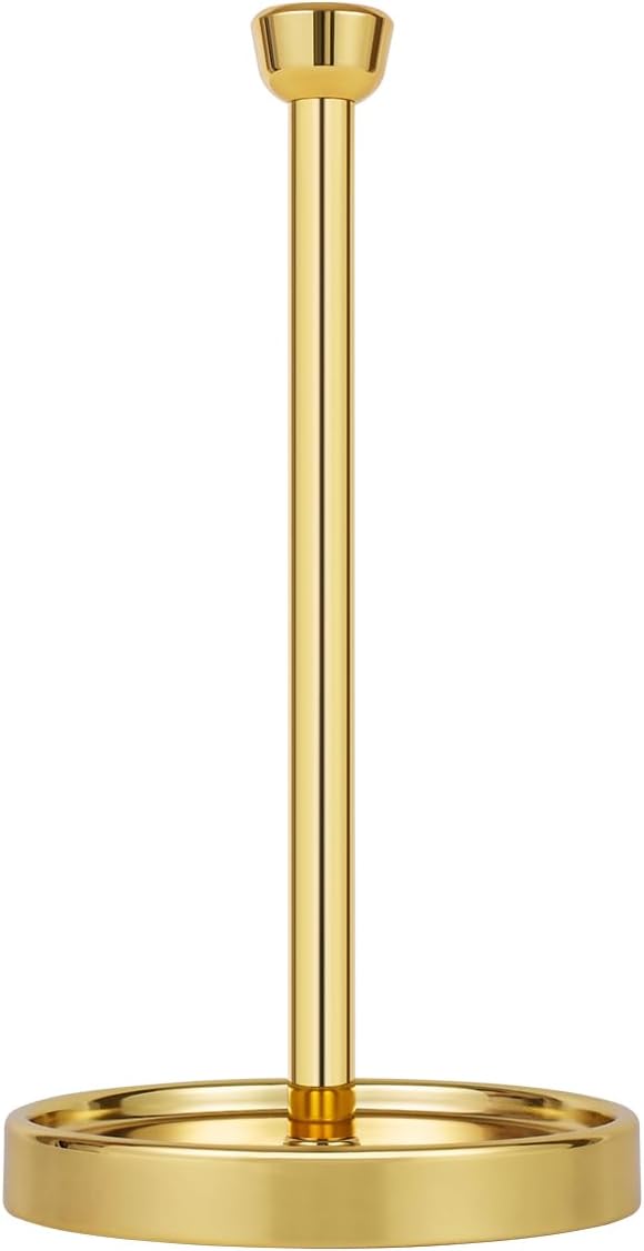 Ivilon Toallero de papel para encimera - Diseño moderno de tapa de extremo cónico - Color dorado pulido