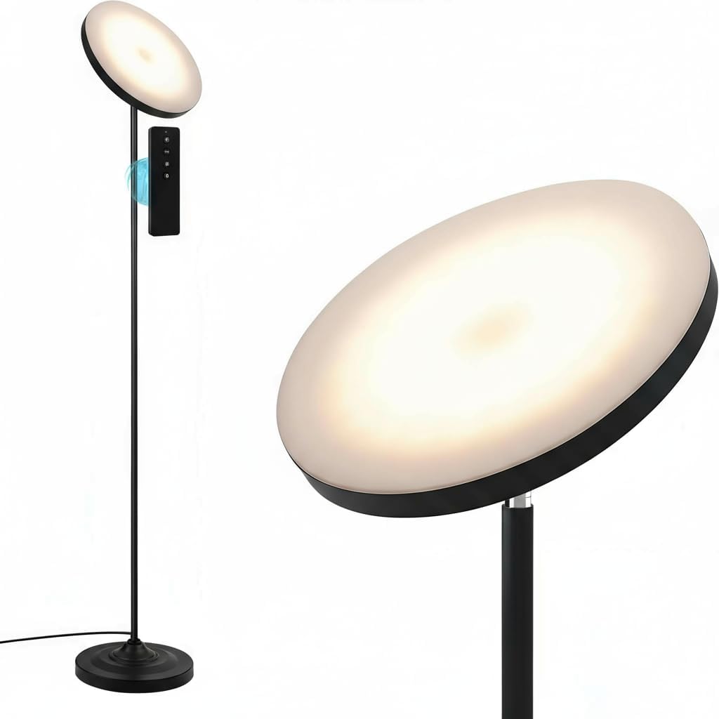 Lámpara de Pie Hanaking | 30W / 2600LM, Control Remoto, 4 Temperaturas de Color, Regulable, Cabezal 350°