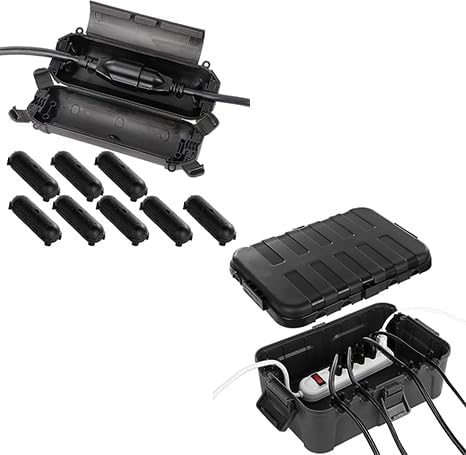 Flemoon Caja eléctrica grande para exteriores (12.5 x 8.5 x 5 pulgadas), caja de salida impermeable IP54 con 9 cables de extensión para exteriores, cubierta de seguridad resistente a la intemperie