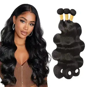 Paquetes de cabello humano ondulado de grado 10A, 22, 24 y 26 pulgadas, oferta de 3 paquetes, color natural 1B, cabello virgen brasileño con volumen.