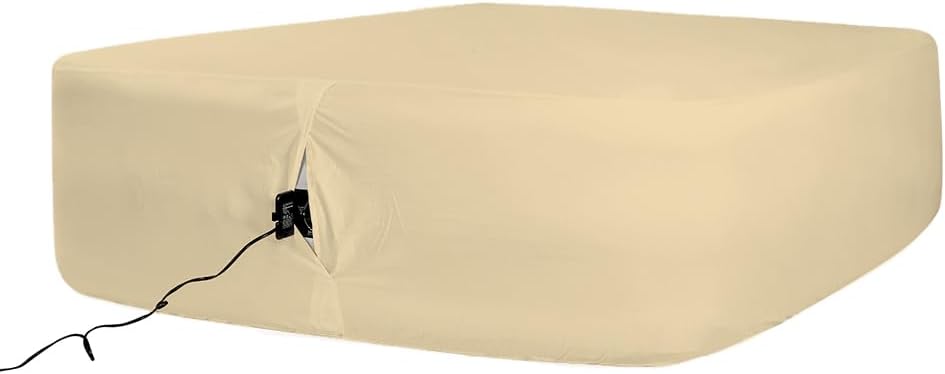 Sábanas inflables Bedecor para colchón, funda extraíble con banda elástica, súper suaves y transpirables, de hasta 53 cm de profundidad, color beige, tamaño individual.