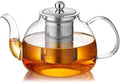 DOPUDO Tetera de vidrio de 40OZ (1200ML) con infusor segura para estufa, tetera de vidrio transparente, tetera de borosilicato con filtro de infusor para té suelto, hervidor de té seguro