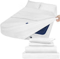Juego de sábanas Moonsea Queen con bolsillo profundo - Juego de 4 piezas de sábanas extra suaves para cama Queen - Bolsillo lateral para guardar sábana bajera, funda de almohada y sábana encimera - Se adapta fácilmente a colchones de aire Pillow Top de