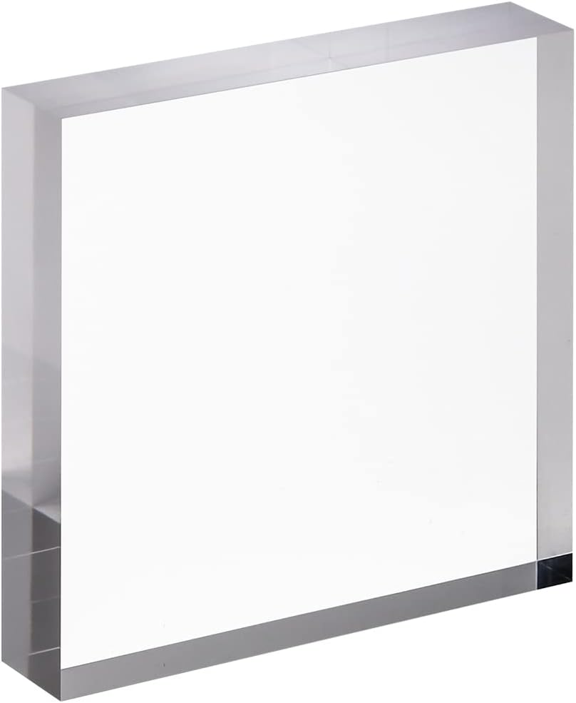 CiaoHER 1in Thickness 4in Square Acrylic Cube Display Block Clear Polished Pedestal Stand Riser Solid Base 4" x 4" x 1", 2 Pack