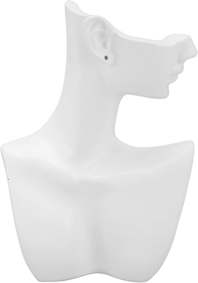 Maniquí de joyería de resina de 7 pulgadas, soporte de exhibición de cadena para aretes, soporte de exhibición de joyas, soporte para modelo, para espectáculos de venta de decoración del hogar, color blanco