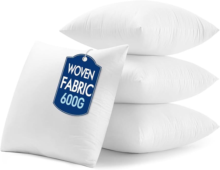 MIULEE Rellenos para almohadas de 20x20 con funda de algodón, juego de 4 almohadas decorativas de microfibra 100% virgen para sofá, sillón y cama.