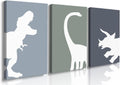 GUBIYU Juego de 3 láminas decorativas de dinosaurios T-Rex para pared, pósteres estéticos para habitación infantil, lámina de animales para guardería, decoración para niños pequeños, 30 x 40 cm.
