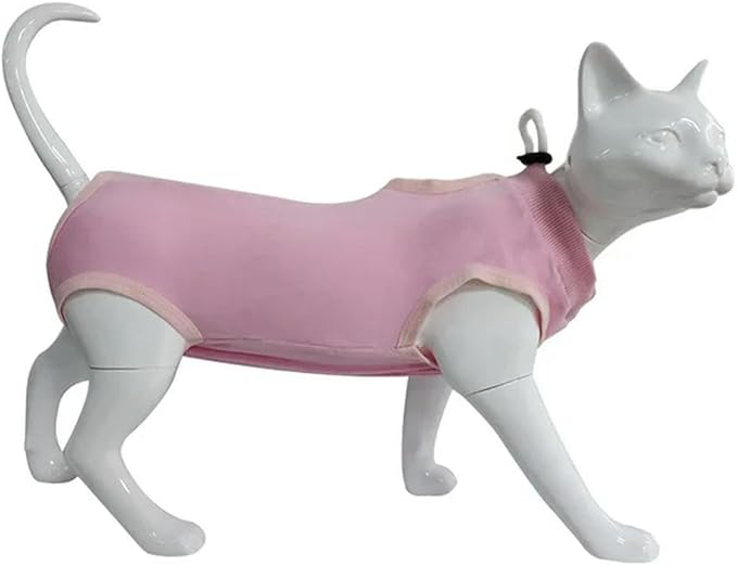 Traje de ropa para gatos para perros pequeños, para después de la cirugía, heridas, antilamidas, cuello ajustable, pijama para gatito