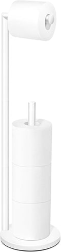 Soporte para papel higiénico, soporte para rollo de papel higiénico de baño con reserva, soporte de pie para papel higiénico con almacenamiento, soporte para 4 rollos de papel higiénico, blanco