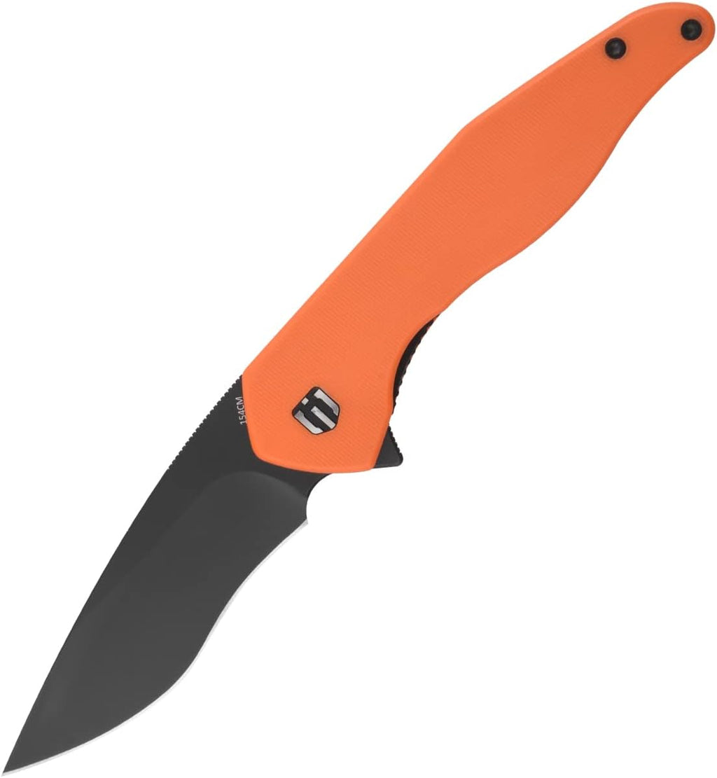 SHIELDON Viper Pocket Knife Black DLC Finish 154CM Steel Blade G10 Handle Nested Liner Lock Folding Knife Qualified for Outdoor Usage (Black Blade)