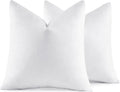 Rellenos de Almohada MIULEE 50x50 cm, Set de 2 | Plumon y Pluma para Sofa y Cama | Cojines Decorativos Esponjosos, Tela de Algodon | Blanco