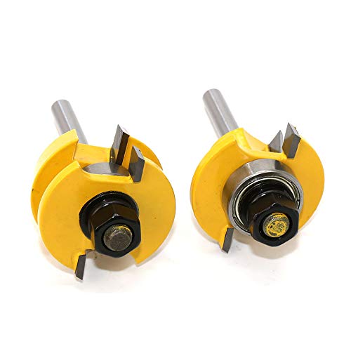 2 unids 1/4 pulgadas Shaker Bevel Rail y Stile Router Bit Carpintería Fresa Fresa Conjunto de herramientas
