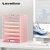 Organizador de Escritorio 8 Niveles con Bandeja para Papeles – Malla Metálica, Asa Lateral, Color Rosa