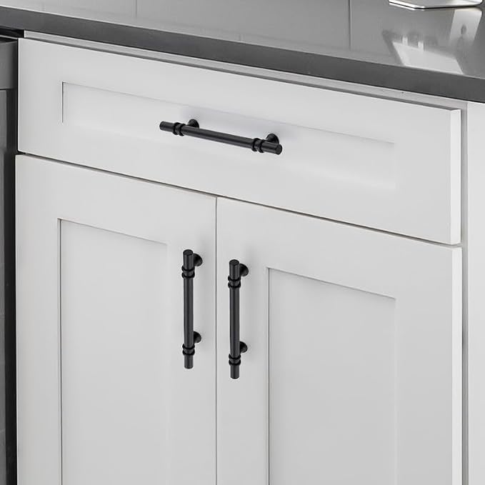 Ravinte Hardware Paquete de 15 manijas de 7.38 pulgadas color negro mate, tiradores para gabinetes de cocina, manijas para cajones, accesorios para gabinetes de cocina, manijas para aparadores