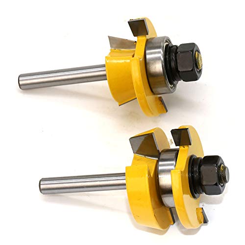 2 unids 1/4 pulgadas Shaker Bevel Rail y Stile Router Bit Carpintería Fresa Fresa Conjunto de herramientas