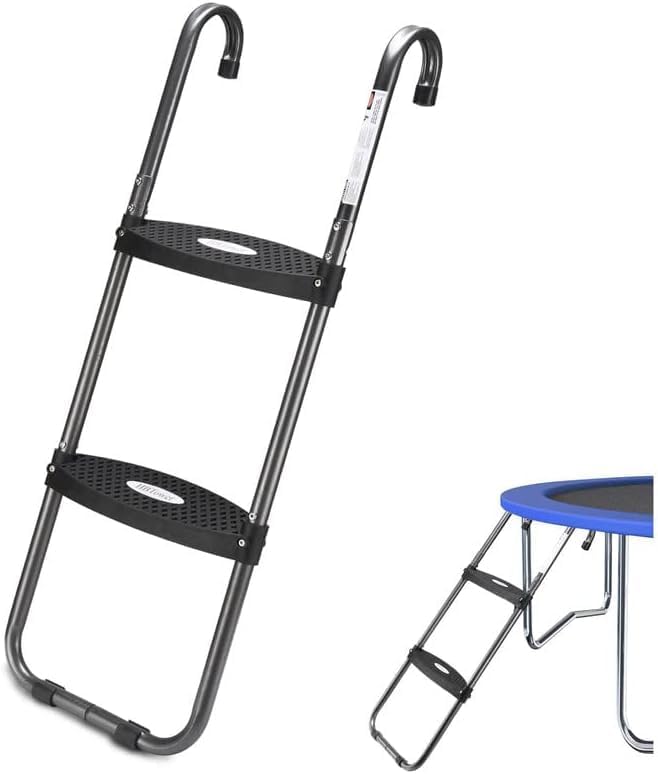 USADO-Escalera para Trampolín HBTower | Escalones Anchos y Horizontales | Gancho Universal | Acero Tratado contra UV | Capacidad 220 lbs | Accesorio para Niños