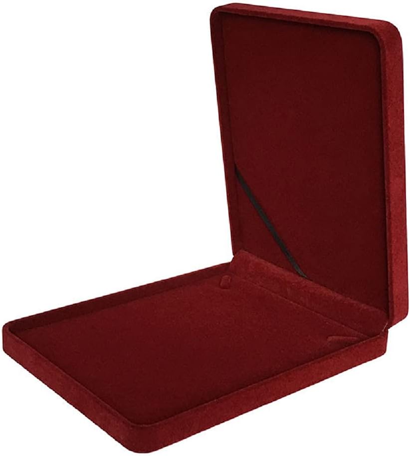 Caja de Terciopelo para Conjunto de Joyas, Collar, Pendientes, Anillo, Pulsera, Estuche de Regalo, Soporte para Joyería de Boda (Rojo Vino para Collar Grueso)